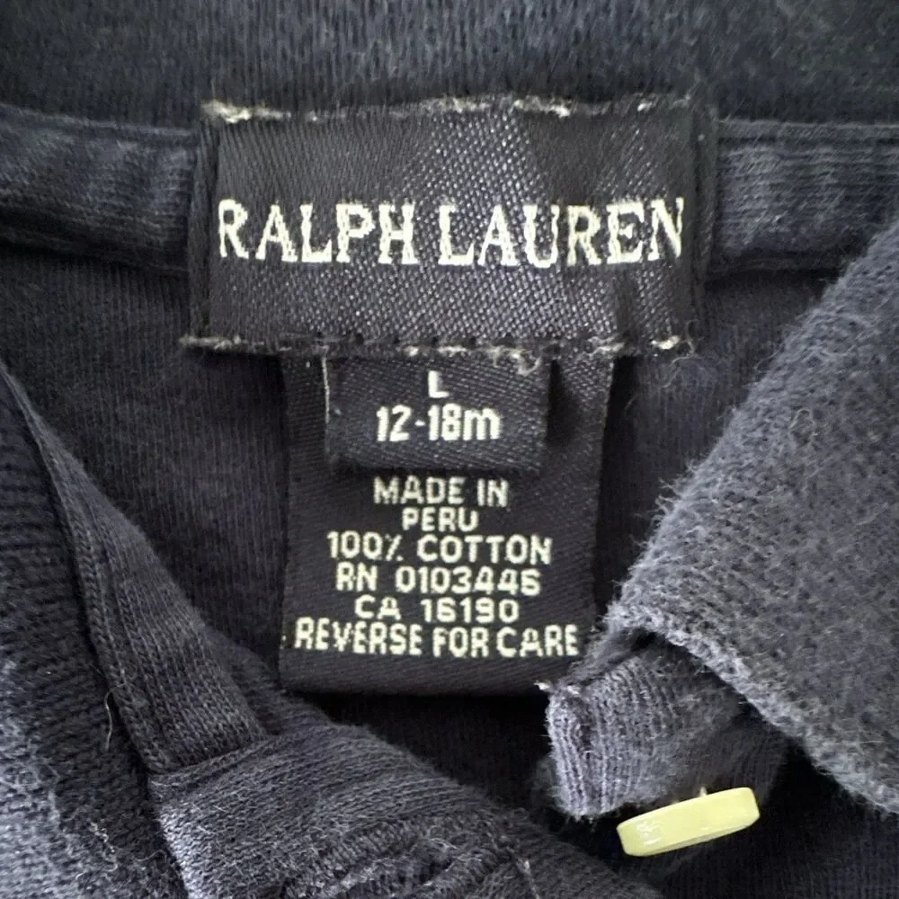 Vintage Ralph Lauren Girls 12-18 Months Navy Polo Cotton Knit Shirt Dress baby